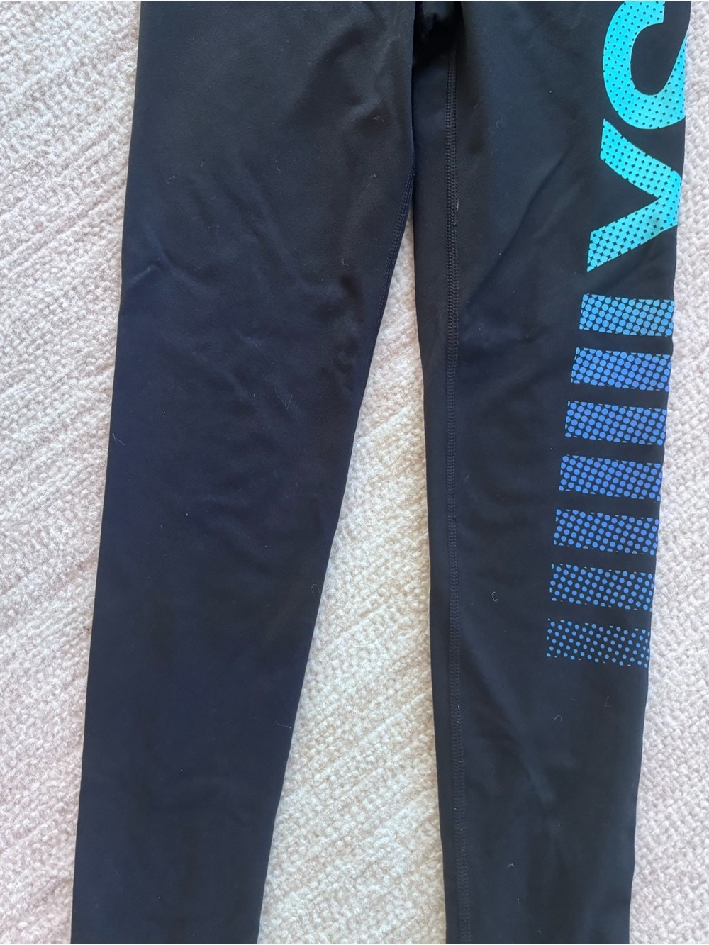 Victoria's Secret VSX Black Leggings with Bright Blue Side Logo - Picture 4 of 10